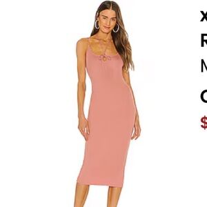 Michael Costello X Revolve pink midi dress.